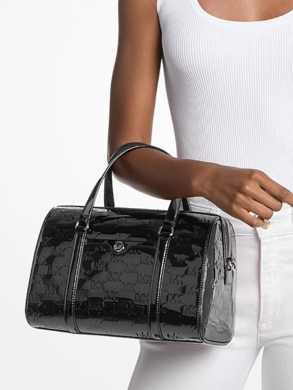 Michael Kors Jet Set Travel Medium Black Duffle Satchel - Picture 8 of 9